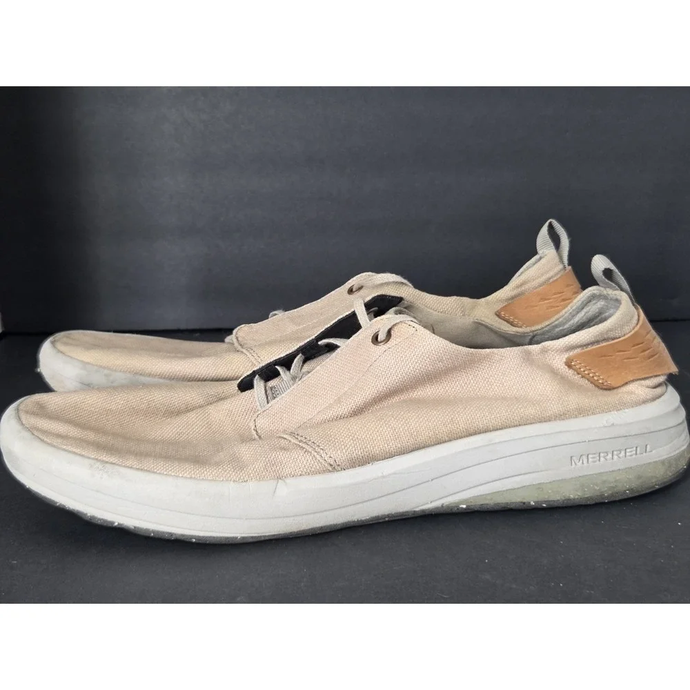 Merrell Gridway Tan Canvas Shoes Lace Up Comfort Flats Sneakers Mens Size 13